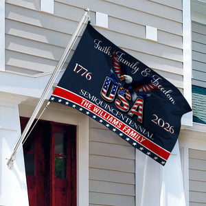 Custom Family Name Faith, Family & Freedom 250 Years of America Patriotic Banner House Flag LM32 897717