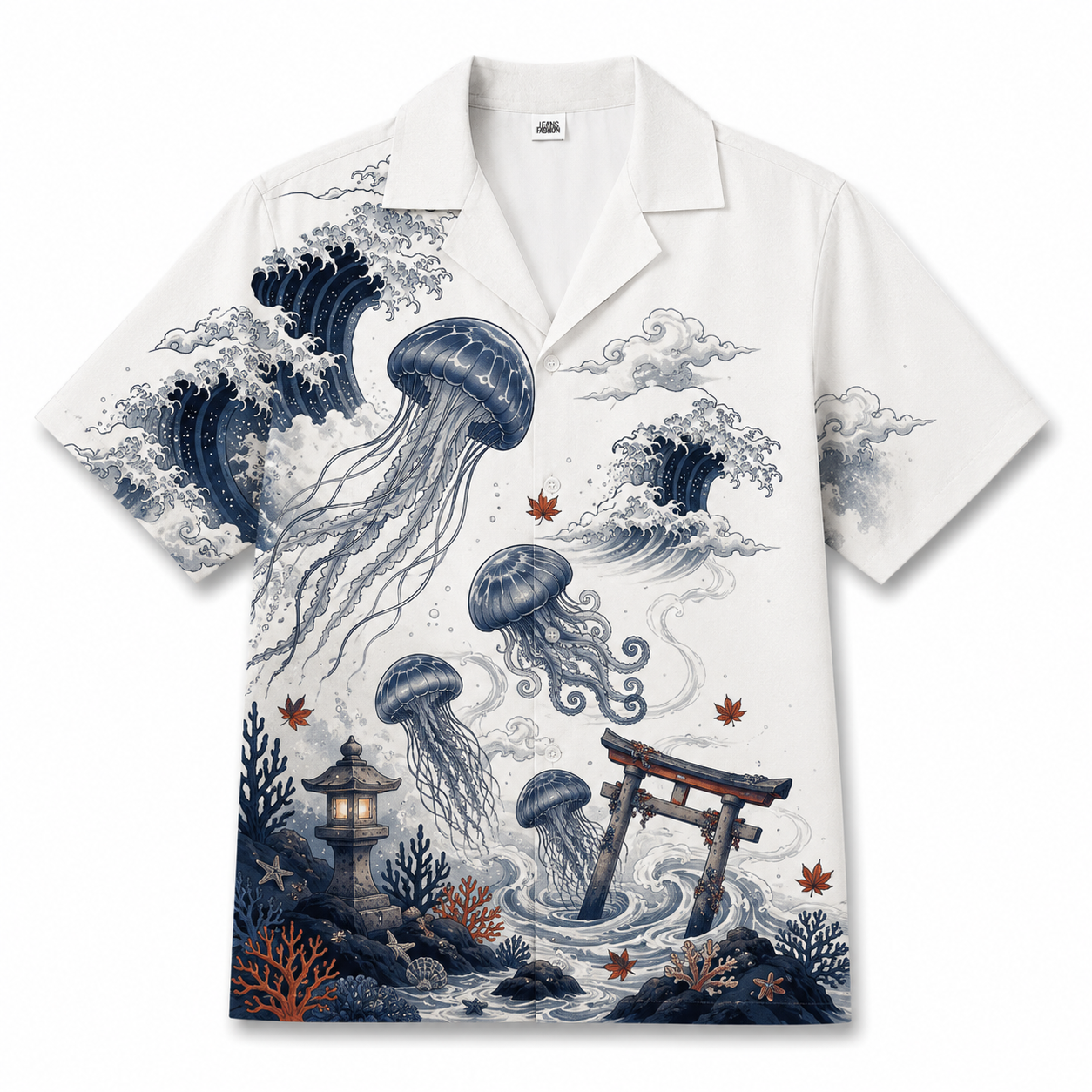 Japanese Jellyfish Ocean Wave Hawaiian Shirt