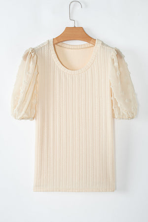 Violet Puff Sleeve Textured Blouse