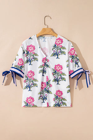 Mae Knot Bubble Sleeve Blouse