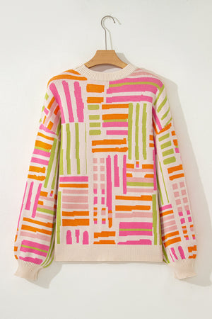 Tru Pattern Puff Sleeve Sweater