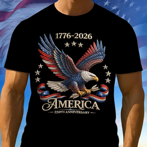 250th Anniversary America Patriotic T-Shirt, Bald Eagle American Flag