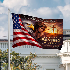 Custom Family Name One Nation Under God 250 Years of Blessing 1776 - 2026 House Flag HO82 902108