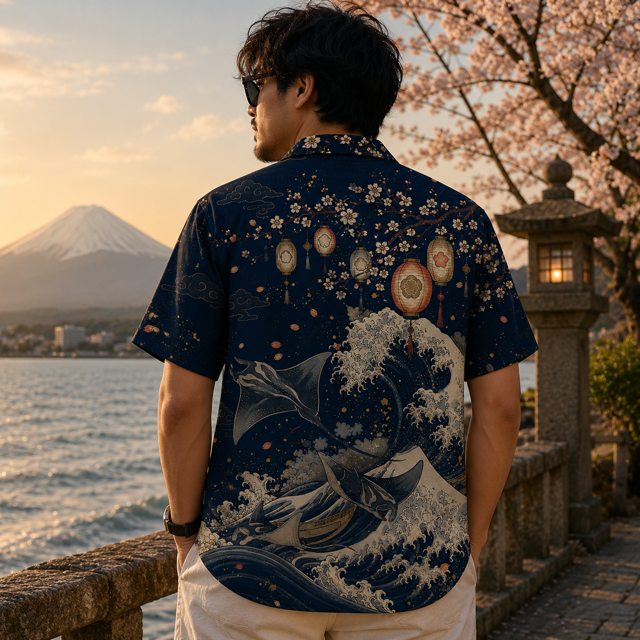 Manta Ray Japanese Hawaiian Shirt