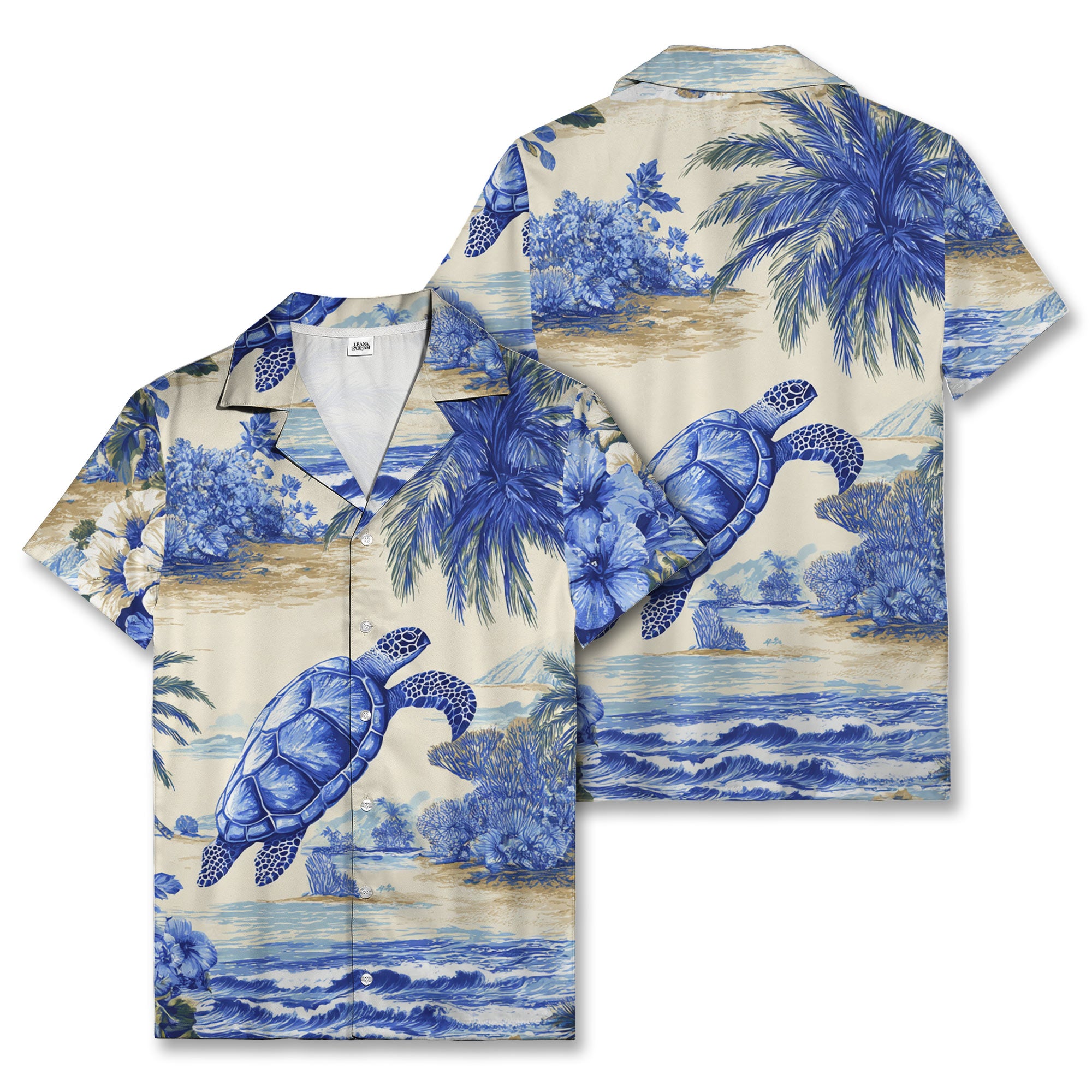 Blue Sea Turtle Hawaiian Shirt Tropical Beach Aloha Shirt