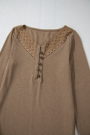 Khaleesi anglaise Broider Ribbed Long Sleeve Top