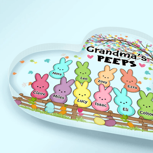 Grandma's Bunnies Easter Eggs - Custom Heart-shaped Acrylic Plaque - Personalized Gift for Grandma