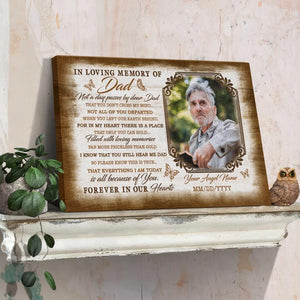 Personalized Canvas Prints Custom Name And Upload Photo - Sympathy Loss Of Father Remembrance Father In Heaven Poem, Love Dad Dem Canvas