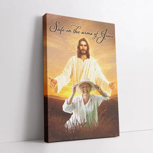 Personalized Canvas Prints Custom Photo - Safe In Jesus's Arms, Memorial Dem Canvas