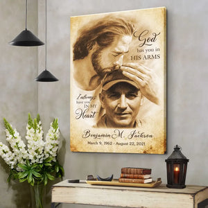 Personalized Canvas Prints, Custom Photo Gift, Memorial Gifts For Loss, God Has You In His Arms, Sympathy Remembrance Dem Canvas