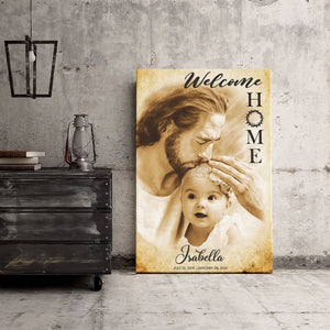 Personalized Canvas Prints, Custom Photo Memorial Gift, Baby Girl Loss Gift, Baby Loss Gift, Welcome Home, Safe In The Arms Of Jesus Dem Canvas