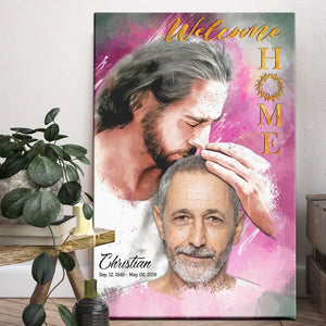 Personalized Canvas Prints, Custom Photo, Sympathy Gifts, Memorial Gift, Safe In The Arms Of Jesus, Welcome Home Watercolor Style Dem Canvas
