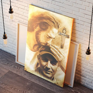 Personalized Canvas Prints, Custom Photo And Name, Sympathy Gifts, Memorial Gift, Safe In The Arms Of Jesus Cross With Thorns Dem Canvas
