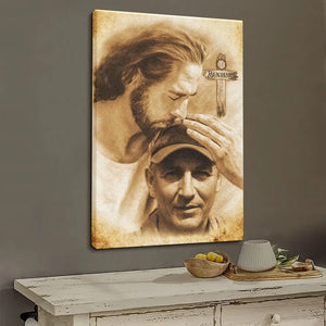 Personalized Canvas Prints, Custom Photo And Name, Sympathy Gifts, Memorial Gift, Safe In The Arms Of Jesus Cross With Thorns Dem Canvas