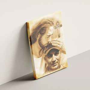 Personalized Canvas Prints, Custom Photo And Name, Sympathy Gifts, Memorial Gift, Safe In The Arms Of Jesus Cross With Thorns Dem Canvas