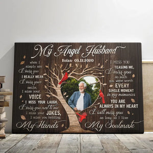 Personalized Canvas Prints, Custom Photo, Gifts For Memorial, Loss Husband, Memorial My Angel Husband Dem Canvas