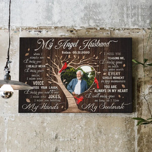 Personalized Canvas Prints, Custom Photo, Gifts For Memorial, Loss Husband, Memorial My Angel Husband Dem Canvas