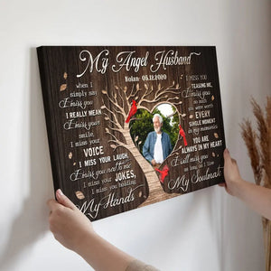 Personalized Canvas Prints, Custom Photo, Gifts For Memorial, Loss Husband, Memorial My Angel Husband Dem Canvas