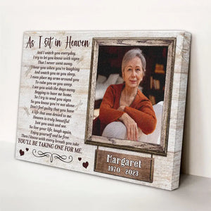 Personalized Canvas Prints, Custom Photo, Memorial Picture Gift, In Memory Of Loved One Gift, Memorial Gifts For Loss, As I Sit In Heaven Dem Canvas