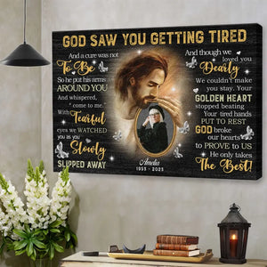 Personalized Canvas Prints, Custom Photo, Sympathy Gifts, Loss Mom Memorial, Remembrance Gifts, God Saw You Are Getting Tired Dem Canvas