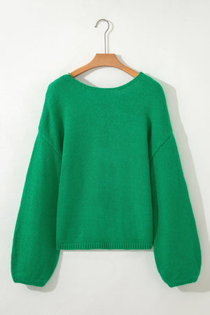 Raven Backless Bubble Sleeve Sweater