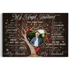 Personalized Canvas Prints, Custom Photo, Gifts For Memorial, Loss Husband, Memorial My Angel Husband Dem Canvas