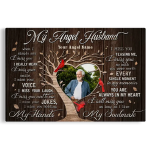 Personalized Canvas Prints, Custom Photo, Gifts For Memorial, Loss Husband, Memorial My Angel Husband Dem Canvas