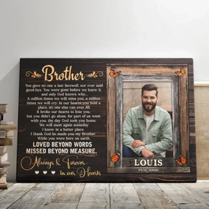 Personalized Canvas Prints, Sympathy Gifts For Loss Of Brother, In Memory Of Brother Gifts, Memorial Canvas for Brother Dem Canvas