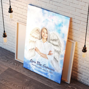 Personalized Canvas Prints, Custom Photo, Memorable Gift, Add Angel Wings and Halo to Photo, Add Deceased Loved One with Angel Wings Dem Canvas