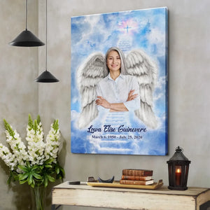 Personalized Canvas Prints, Custom Photo, Memorable Gift, Add Angel Wings and Halo to Photo, Add Deceased Loved One with Angel Wings Dem Canvas