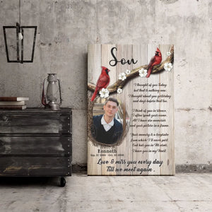Personalized Photo Canvas Prints, Memorial Gifts, Loss Of Son, Sympathy Son, Love And Miss You Every Day Dem Canvas