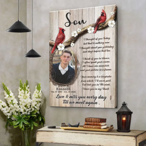 Personalized Photo Canvas Prints, Memorial Gifts, Loss Of Son, Sympathy Son, Love And Miss You Every Day Dem Canvas