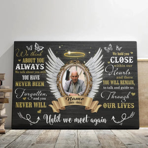 Personalized Canvas Prints, Custom Photo, Sympathy Gifts, Memorial Gifts, Angel Wings Until We Meet Again Dem Canvas