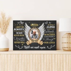 Personalized Canvas Prints, Custom Photo, Sympathy Gifts, Memorial Gifts, Angel Wings Until We Meet Again Dem Canvas