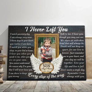 Personalized Canvas Prints, Custom Photo, Memorial Gifts, Sympathy Gifts, Remembrance Gifts, Loss Of Son, Angel Wings I Never Left You Dem Canvas