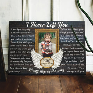 Personalized Canvas Prints, Custom Photo, Memorial Gifts, Sympathy Gifts, Remembrance Gifts, Loss Of Son, Angel Wings I Never Left You Dem Canvas