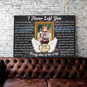 Personalized Canvas Prints, Custom Photo, Memorial Gifts, Sympathy Gifts, Remembrance Gifts, Loss Of Son, Angel Wings I Never Left You Dem Canvas