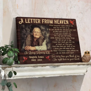 Personalized Canvas Prints, Custom Photo, Memorial Gifts, Remembrance Gifts, Sympathy Gifts, A Letter From Heaven Dem Canvas