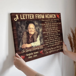 Personalized Canvas Prints, Custom Photo, Memorial Gifts, Remembrance Gifts, Sympathy Gifts, A Letter From Heaven Dem Canvas