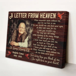 Personalized Canvas Prints, Custom Photo, Memorial Gifts, Remembrance Gifts, Sympathy Gifts, A Letter From Heaven Dem Canvas