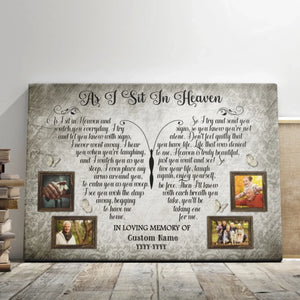 Personalized Canvas Prints, Custom Photo, Memorial Gifts, Bereavement Gifts, Remembrance Gifts, As I Sit In Heaven Dem Canvas