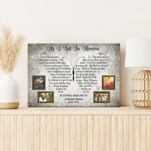 Personalized Canvas Prints, Custom Photo, Memorial Gifts, Bereavement Gifts, Remembrance Gifts, As I Sit In Heaven Dem Canvas