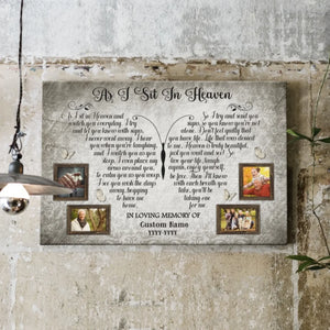Personalized Canvas Prints, Custom Photo, Memorial Gifts, Bereavement Gifts, Remembrance Gifts, As I Sit In Heaven Dem Canvas