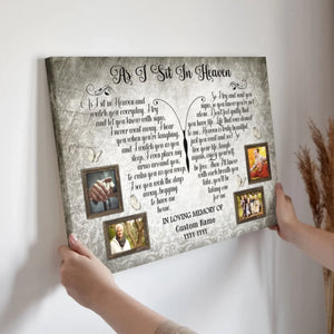 Personalized Canvas Prints, Custom Photo, Memorial Gifts, Bereavement Gifts, Remembrance Gifts, As I Sit In Heaven Dem Canvas