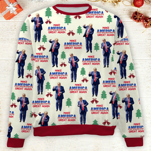 Make America Great Again, Funny Trump Dancing Ugly Sweater, Trump Won 2024 Christmas All-Over-Printed Sweatshirt C1742 - GOP