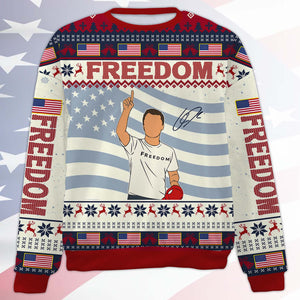 Personalized Freedom Charlie Kirk Ugly Sweater, A True Patriot Charlie Kirk Christmas All-Over-Printed Sweatshirt 683196