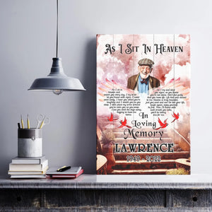 Personalized Canvas Prints, Custom Photo, Sympathy Gifts, Memorial Gifts, Cardinal Wings,Loss Mom, Loss Dad, As I Sit In Heaven Dem Canvas