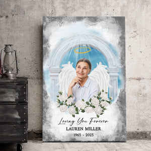 Memorial Personalized Canvas Prints - Custom Photo & Text - 5 Sizes - Sympathy Gifts, Loss Of Loved One, Loving You Forever - Dem Canvas