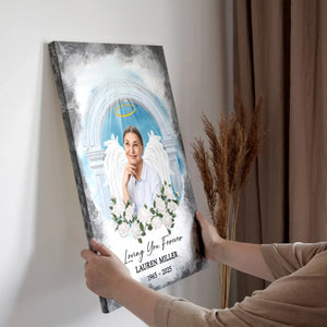 Memorial Personalized Canvas Prints - Custom Photo & Text - 5 Sizes - Sympathy Gifts, Loss Of Loved One, Loving You Forever - Dem Canvas