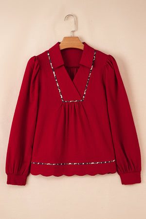 Alma Contrasted Trim Textured Blouse